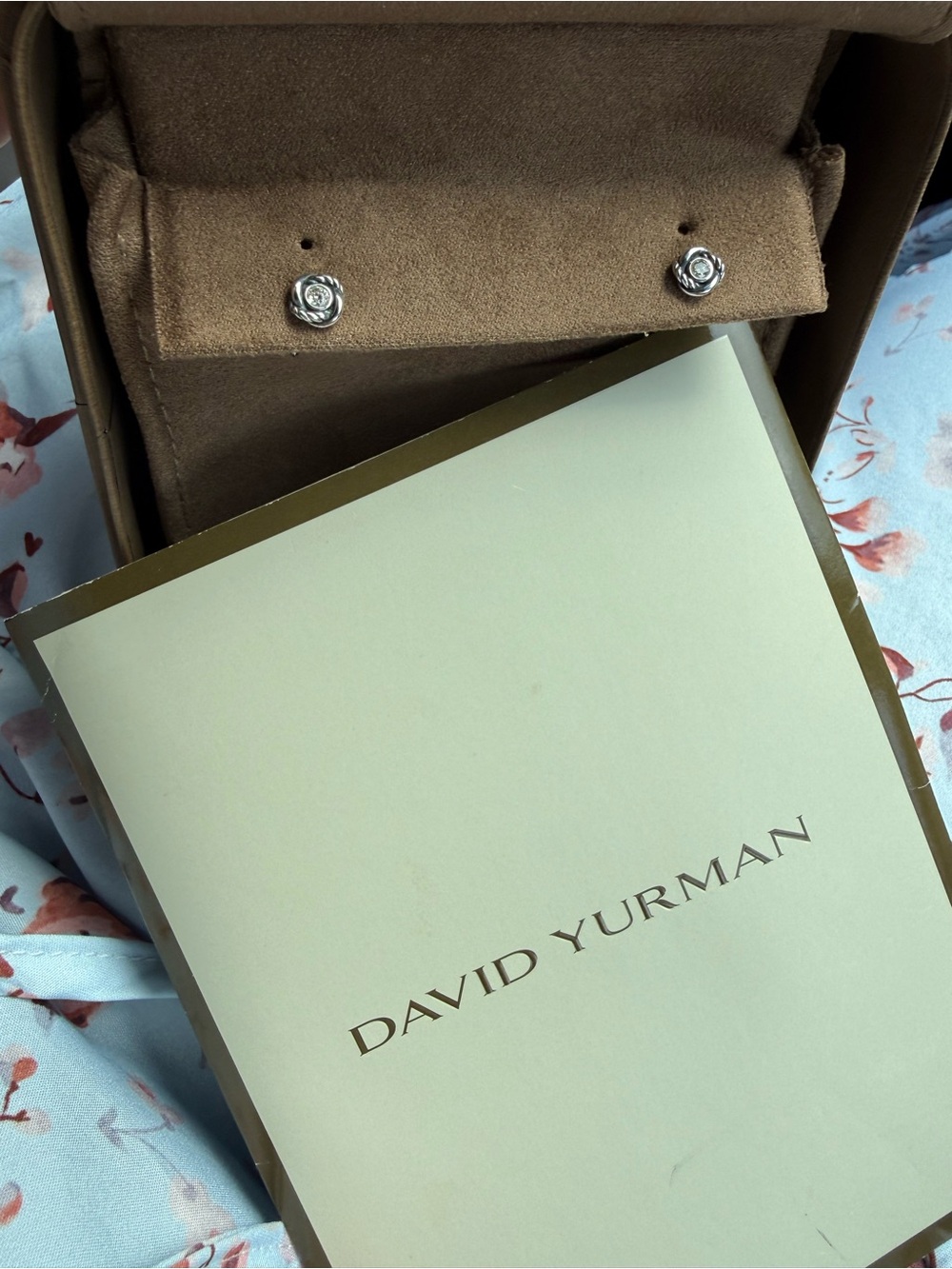 David Yurman Silver Infinity Floral Diamond Stud Earrings